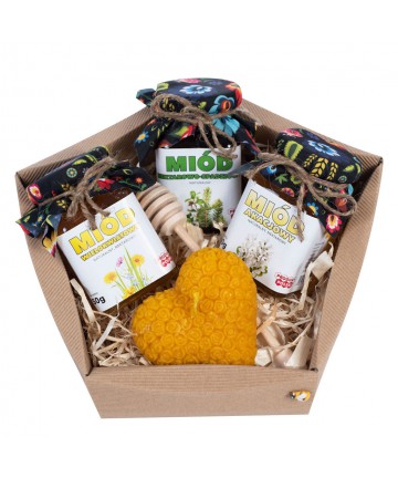 Zestaw miodów 3 x 250g + świeca