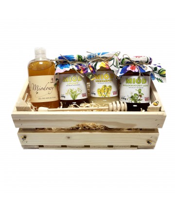 Zestaw miodów 3 x 400g + żel miodowy