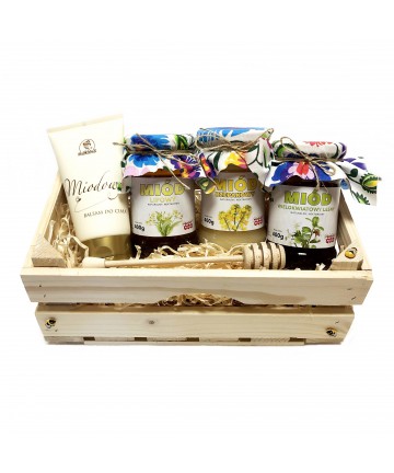 Zestaw miodów 3 x 400g + balsam miodowy