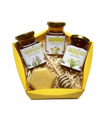 Zestaw miodów 3 x 250g + mydełko